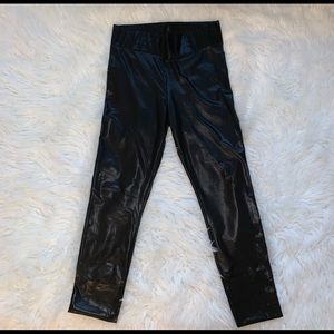 High waisted faux leather tights
